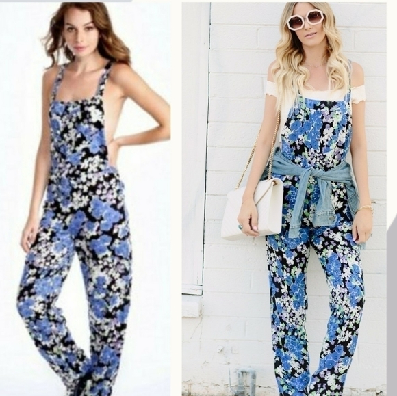 WILDFOX Blue Bouquet Jumpsuit NWT - Picture 1 of 6